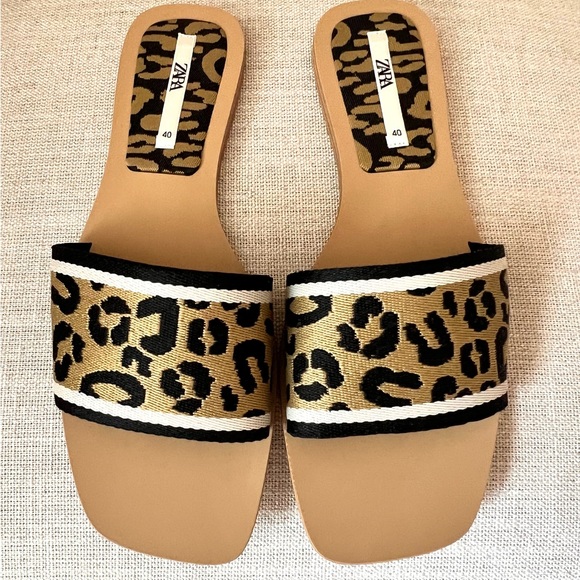 New Zara Animal Print Sandals - Picture 1 of 2